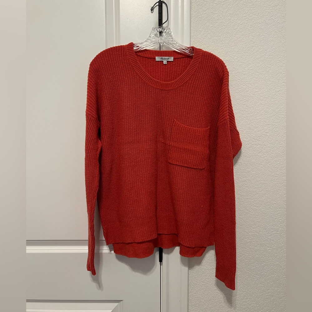 Madewell Orange Sweater With Front Pocket